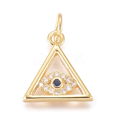 Brass Micro Pave Cubic Zirconia Pendants X-KK-D156-02G-1