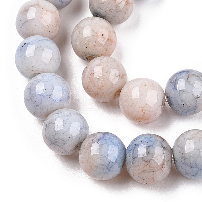 Ombre Effect Dyed Crackle Glass Round Beads Strands GLAA-T031-01B-1