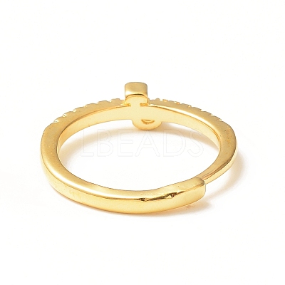 Clear Cubic Zirconia Initial Letter Adjustable Ring RJEW-C052-01G-J-1