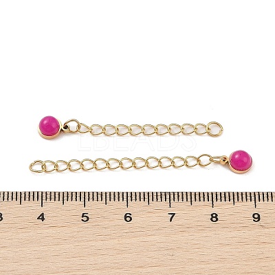 Ion Plating(IP) 316 Surgical Stainless Steel Curb Chain Extender with Natural  Dyed Jade Round Charm STAS-A097-01G-15-1