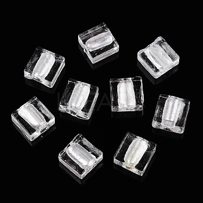 Handmade Silver Foil Lampwork Beads FOIL-S006-12x12mm-11-1