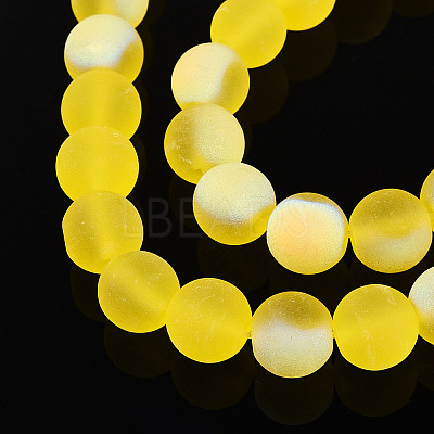 Frosted Transparent Glass Beads Strands GLAA-T032-T8mm-MBB11-1