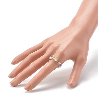 Imitate Austrian Crystal Bicone Glass Beaded Finger Rings RJEW-TA00003-04-1