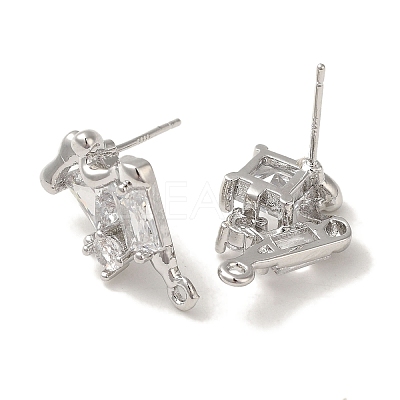 Brass with Clear Cubic Zirconia Stud Earring Findings KK-G499-06P-1