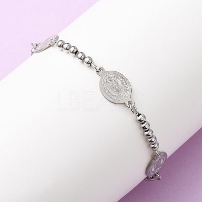 Religion 304 Stainless Steel Link Bracelets BJEW-F524-04B-P-1