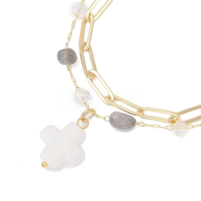 Natural Labradorite Beads Multi-layered Bracelets BJEW-JB12217-03-1