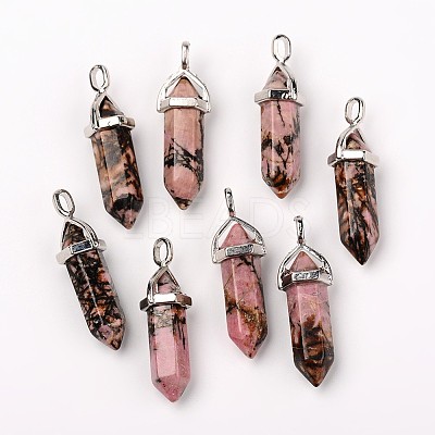 Natural Rhodonite Double Terminated Pointed Pendants LS-G-F295-05D-1