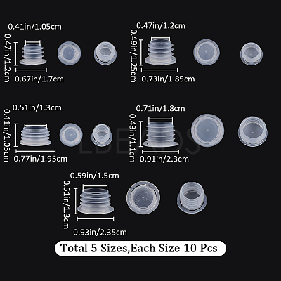 50Pcs 5 Styles Plastic Bottle Stoppers KY-GF0001-42A-1