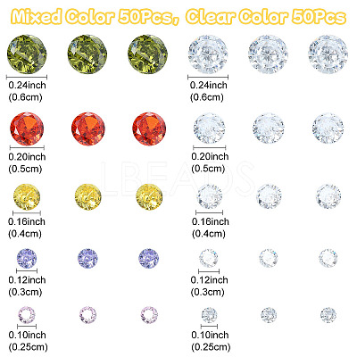 100Pcs 10 Styles Cubic Zirconia Cabochons ZIRC-YW0001-20A-1