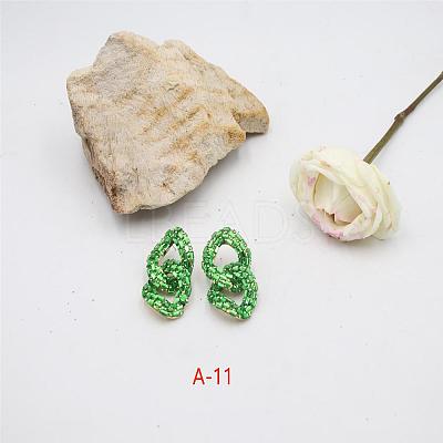 Alloy & Glass Dangle Stud Earrings FS-WG3D9CC-12-1