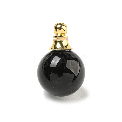 Natural Obsidian Perfume Bottle Pendants G-K338-22G-01-1