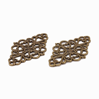 Tibetan Style Alloy Rhombus Filigree Joiners Links TIBE-5377-AB-FF-1