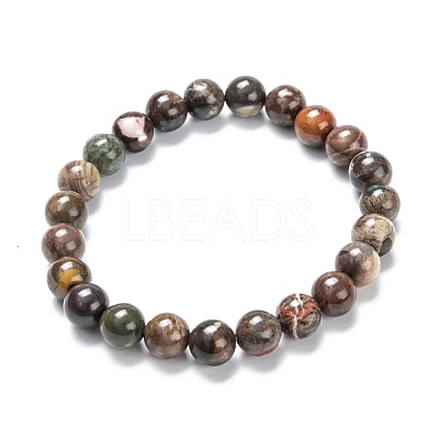 Natural Multi-Color Agate Stretch Beaded Bracelets G-A185-01E-1