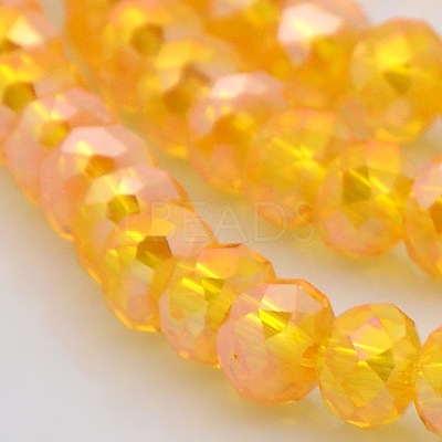 AB Color Plated Faceted Rondelle Electroplate Glass Beads Strands GLAA-A024D-AB11-1
