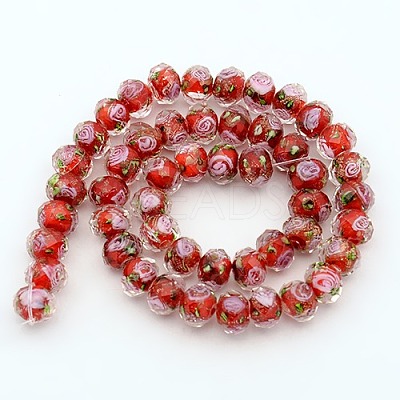 Handmade Gold Sand Lampwork Rondelle Beads Strands LAMP-L003-A-01-1