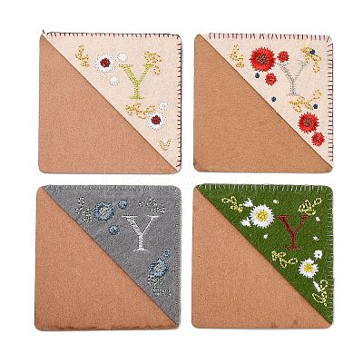 4Pcs Letter Personalized Hand Embroidered Corner Bookmarks JX587Y-1