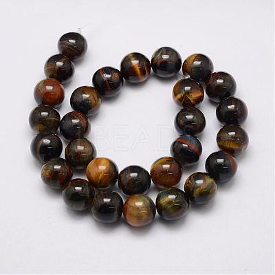 Natural Yellow Blue Tiger Eye(Dyed & Heated) Bead Strands G-P230-07-14mm-1