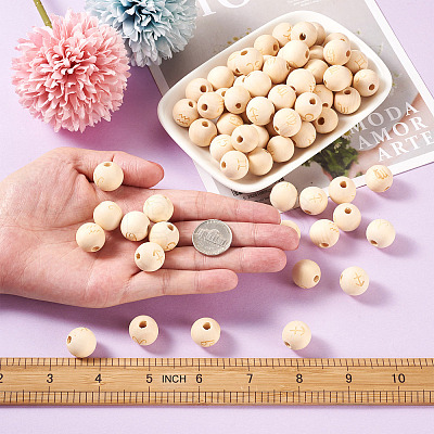 120Pcs 12 Styles Unfinished Natural Wood European Beads WOOD-CD0001-09-1