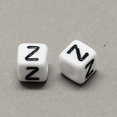 Large Hole Acrylic Letter European Beads SACR-Q103-8mm-01Z-1