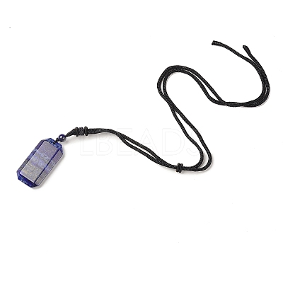 Natural Mixed Gemstone Rectangle Pendant Necklace with Nylon Cord for Women NJEW-C001-01B-1
