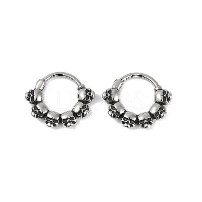 Skull 316 Surgical Stainless Steel Hoop Earrings EJEW-G416-32AS-1
