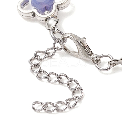 Flower Tibetan Style Alloy & Natural Tourmaline Beads Link Chain Bracelets for Women BJEW-JB12724-1