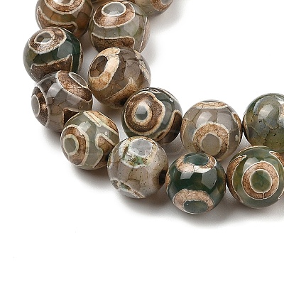Natural Tibetan 3-Eye dZi Agate Beads Strands G-A240-A03-01-1