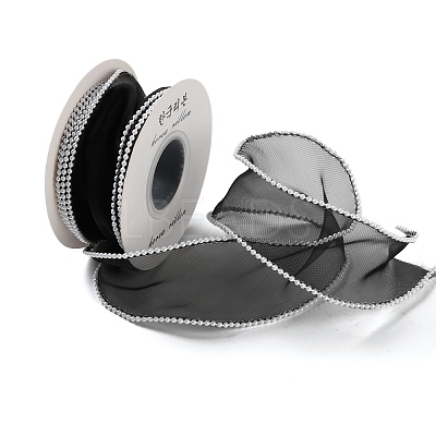 5 Yards ABS Pearl Edged Mesh Ribbon for Bowknot Making OCOR-B004-01A-08-1