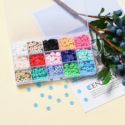 150G 15 Colors Handmade Polymer Clay Beads CLAY-JP0001-12-8mm-1