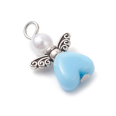 Acrylic & ABS Plastic Imitation Pearl Angel Pendants PALLOY-JF04466-02-1
