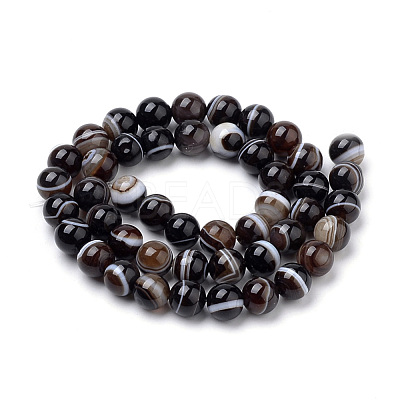 Natural Striped Agate/Banded Agate Beads Strands G-S259-04A-6mm-1