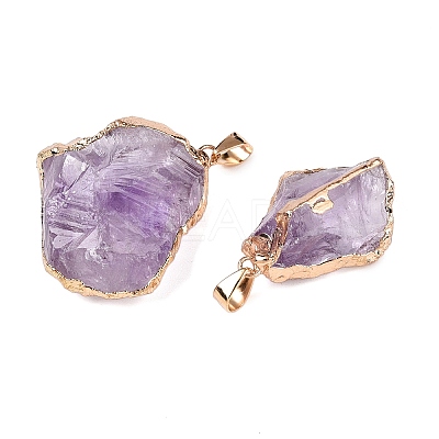 Raw Rough Natural Amethyst Pendants G-T138-174B-1