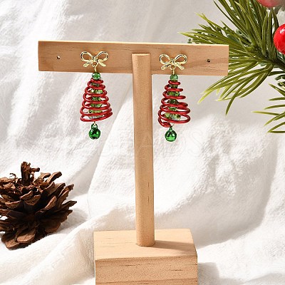 Aluminum Glass Dangle Stud Earrings EJEW-JE06582-1