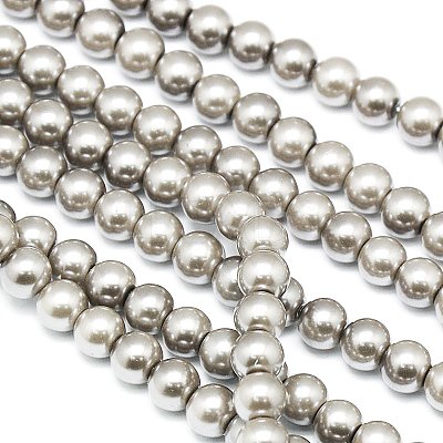 Eco-Friendly  Dyed Glass Pearl Round Beads Strands HY-A002-8mm-RB010-1