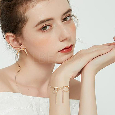Bowknot Alloy Herringbone Chain Jewelry Kit for Women DIY-FH0006-56G-1