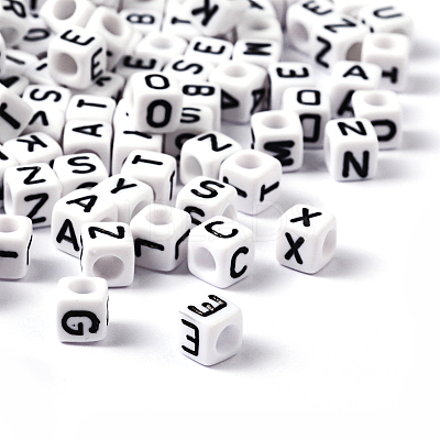 Letter Acrylic European Large Hole Beads OPDL-R050-10mm-1