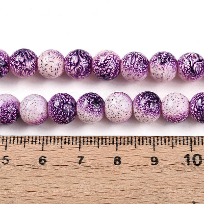 Transparent Baking Paint Glass Beads Strands DGLA-N009-8mm-04-1