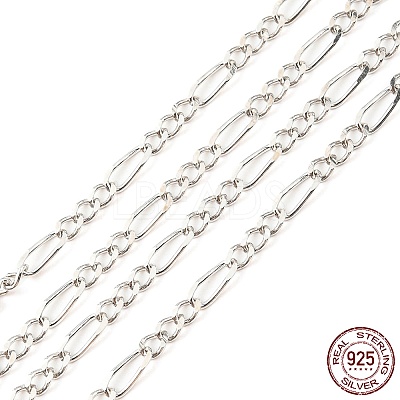 Anti-Tarnish Rhodium Plated 925 Sterling Silver Figaro Chains STER-F052-03P-1
