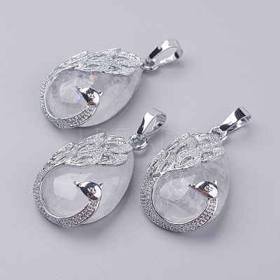 Natural Quartz Crystal Pendants G-E442-04W-1