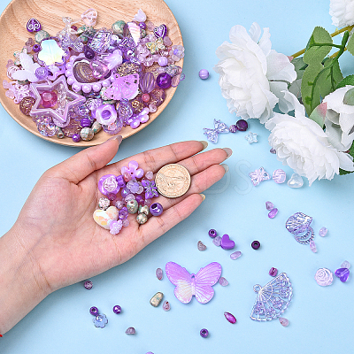 100G 10 Styles Transparent Acrylic Beads OACR-YW0002-65A-1