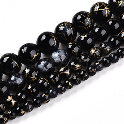 Baking Paint Glass Beads Strands DGLA-N003-8mm-B10-1