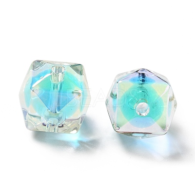 Two Tone UV Plating Rainbow Iridescent Acrylic Beads TACR-D010-02-1