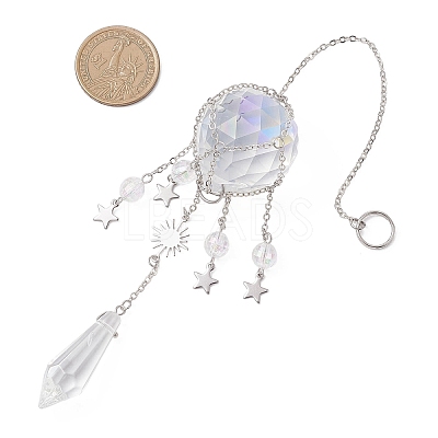 Glass & Acrylic Cone & Round Hanging Suncatchers HJEW-JM04570-02-1