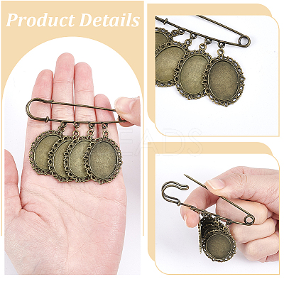 4Pcs Steel with Zinc Alloy Brooch Base Settings JEWB-UN00013-1