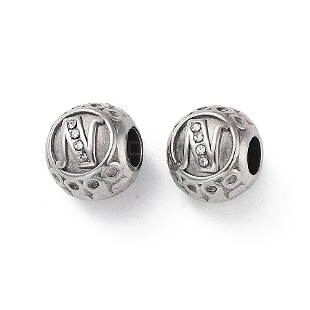 304 Stainless Steel Rhinestone European Beads STAS-A092-10N-P-1