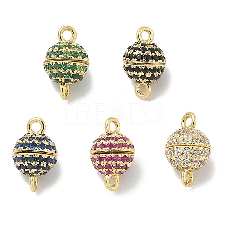 Rack Plating Round Brass Micro Pave Cubic Zirconia Magnetic Clasps KK-L224-070G-1