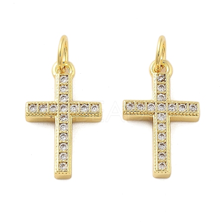Brass Micro Pave Cubic Zirconia Pendants KK-C092-21B-G-1