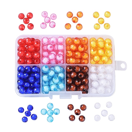 8 Color Faceted Transparent Acrylic Beads TACR-X0001-02-8mm-1