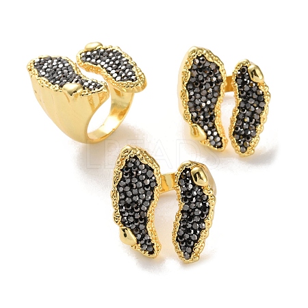 Long-Lasting Plated Micro Pave Rhinestone Open Cuff Rings RJEW-K286-01G-1