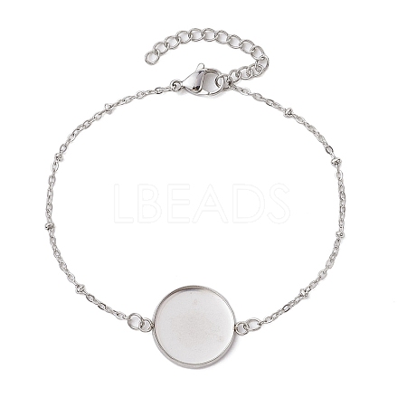 304 Stainless Steel Round Cabochon Setting Bracelets BJEW-JB11089-02-1